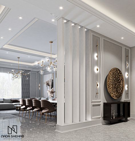 Neo Classical Interiors, Room Partition Wall, Living Room Partition, Classic Interior Design, Living Room Partition Design, Room Partition Designs, Partition Design, Room Partition, Ideas Living Room