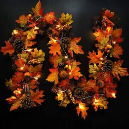 90+ Fall Decorating Ideas for a Beautiful Autumn Season - Southern Living Fall Porches, Thanksgiving Garland, Leaves Garland, Fall Leaf Garland, Thanksgiving Decorating, Red Autumn, Halloween Decoration Ideas, Autumn Party, Artificial Pumpkins