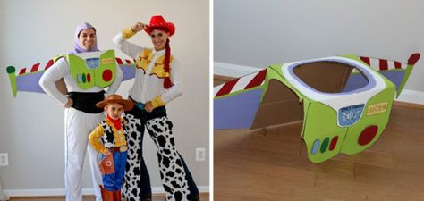 ideas_para_disfrazarse_en_familia_en_carnaval_toy_story Diy Buzz Light Year Costume, Story Carnaval, Boss Light Year, Disfraz Toy Story, Carnaval Diy, Buzz Lightyear Costume, Toy Story Halloween, Clever Costumes, Toy Story Costumes