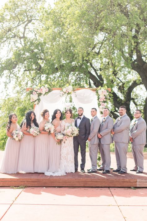 Pink Gray And Gold Wedding, Gray Bridal Party, Blush Wedding Party, Blush And Gray Wedding, Blush And Grey Wedding, Greenery Wedding Centerpieces, Weddings Elegant, Blush Wedding Colors, Romantic Ceremony