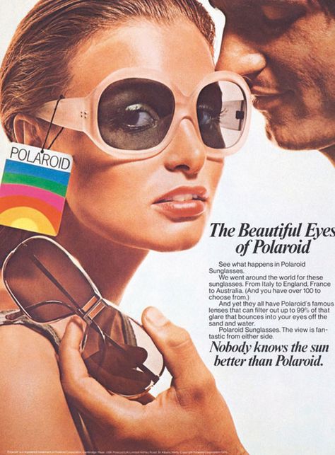 1960s Ads, Sunglasses Ads, Groovy Sunglasses, Eyewear Ad, 1970s Sunglasses, 70s Sunglasses, Patti Hansen, Beauty Ads, Fake Glasses