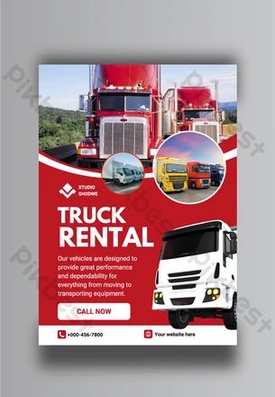 Truck Rental a flyer template vector design#pikbest# Truck Rental Format For Client, Truck Advertising Design, Truck Design Graphics, Truck Poster Design, Truck Dispatcher, Truck Business, Truck Transport, Moving Truck, Truck Repair