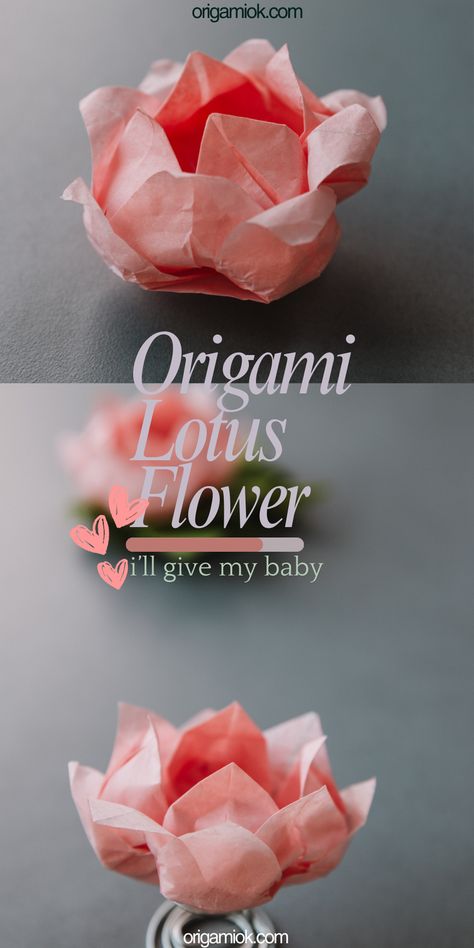 Origami Lotus Flower Tutorial, Lotus Origami Tutorial, Paper Lotus Diy, Lotus Flower Origami, Origami Flower Vase, Diy Lotus Flower, Origami Flowers Easy, Chinese Origami, Origami Flower Tutorial