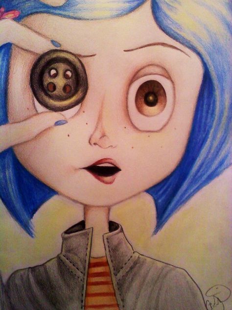 Coraline. ❣Julianne McPeters❣ no pin limits Princess Captions, Art Grade 4, Coraline Fanart, Class Website, Contour Line Drawing, Coraline Art, Tim Burton Style, Better Instagram, Coraline Jones