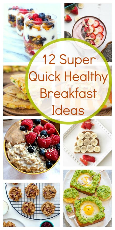 12 Super Quick Healthy Breakfast Ideas in a hurry for those mornings when you really only have a few minutes to get a balanced breakfast on the table! Super Healthy Breakfast Ideas, Quick Healthy Breakfast Ideas, Breakfast Ideas Healthy Clean Eating, Healthy Breakfast Menu, Healthy Breakfast For Kids, Menu Sarapan Sehat, Healthy Breakfast On The Go, Light Breakfast, Healthy Breakfast Ideas