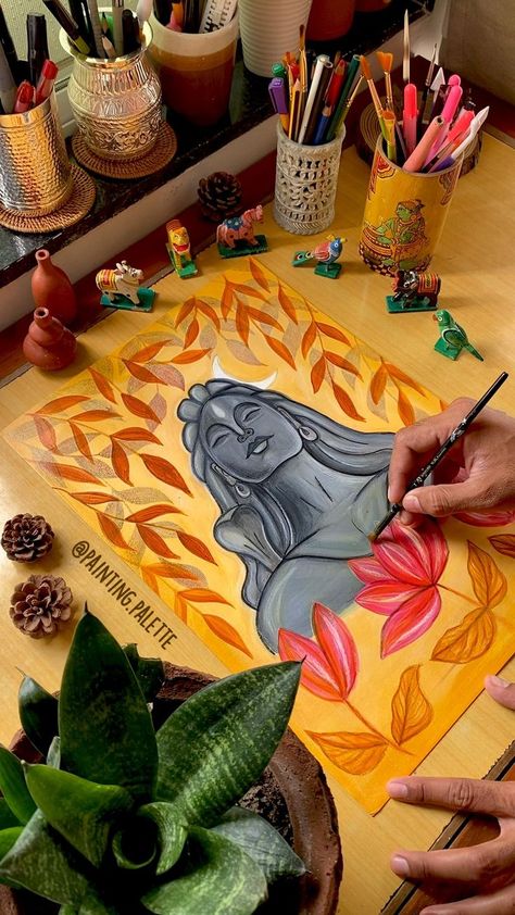 Adiyogi Shiva Painting by Karan Nandaniya @painting.palette | Diy art painting, Painting art lesson, Abstract art painting diy Adiyogi Shiva Painting, Adiyogi Shiva, Painting Palette, Art Painting Tools, Shiva Painting, Beautiful Art Paintings, Soyut Sanat Tabloları, Beauty Art Drawings, Abstract Art Painting Diy