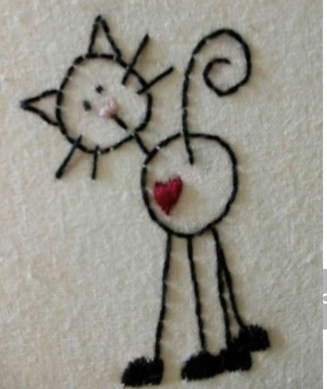 Embroidery Line Drawing, Small Embroidery Designs Simple, Cat Embroidery Simple, Doodle Embroidery, Basic Hand Embroidery Stitches, French Embroidery, Diy Embroidery Patterns, Basic Embroidery Stitches, Embroidery Stitches Tutorial