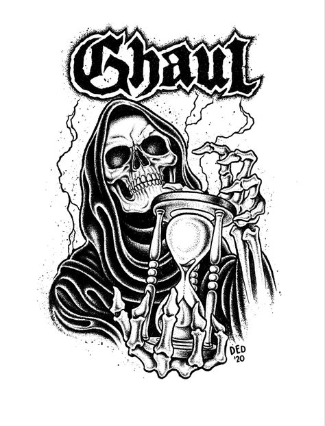 Grim Ripper Drawing, Metal Merch Design, Grim Reaper Illustration, Grim Reaper Drawing, Reaper Drawing, Punk Illustration, Diy Sharpie Mug, Rose Drawing Tattoo, Reaper Tattoo