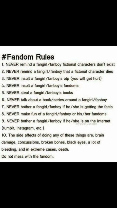 just follow these and we wont have a problem#Fandom#Fangirl Chuck Palahniuk Quotes, Nerd Girl Problems, Chuck Palahniuk, Fangirl Problems, Fandoms Unite, Fandom Memes, Nerd Girl, Geek Culture, Book Memes