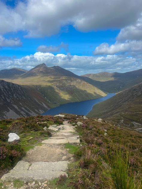 #hiking #mountain #climbing #hikes #mountaineering #couple #love #adventure #nature #forest #mournemountains #mournes #northernireland #ireland #irish #travel #explore #travel #skies #views #aesthetic Mourne Mountains Northern Ireland, Hike Ireland, Irish Mountains, Ireland Mountains, Hiking England, Hiking In Ireland, August Vision Board, Ireland Hiking, 2025 Inspiration