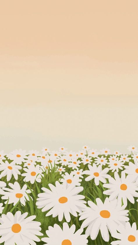 Daisy flower illustration mobile wallpaper, painting  | premium image by rawpixel.com / Nunny Daisy Flower Illustration, Iphone Wallpaper Plain, Daisy Illustration, Wallpaper Plain, Wallpaper Painting, Daisy Wallpaper, Aesthetic Wallpaper Iphone, Elements Design, Flowers Illustration