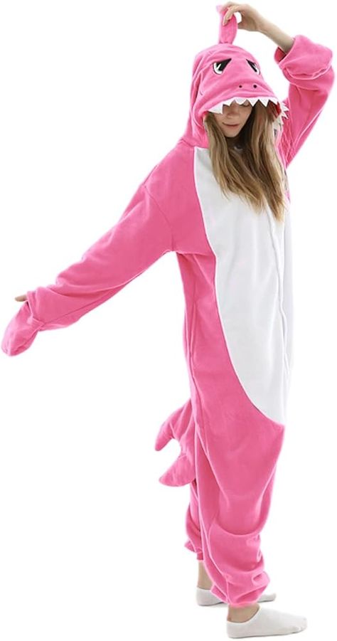 Amazon.com: Shark Onesie Adult Pajamas for Women Shark Costumes : Clothing, Shoes & Jewelry Mommy Shark Costume, Carnaval Outfits, Onesies For Women, Shark Halloween Costume, Shark Onesie, Halloween Trio, Shark Pajamas, Shark Costume, Shark Costumes