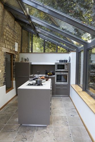 Farmhouse Kitchen Extension | This industrialised kitchen ex… | Flickr Stainless Steel Kitchen Design, Conservatory Kitchen, Outdoor Kitchen Bars, Outdoor Kitchen Appliances, Extension Designs, Kitchen Farmhouse, Kitchen Extension, Modern Farmhouse Kitchens, Kitchen Diner