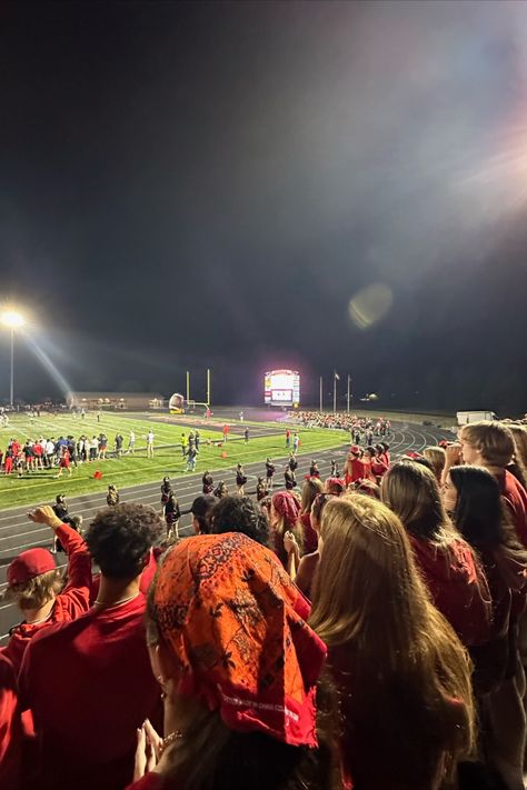 fnl, high school football game, red out, night, high school, senior year, friends, candid moment, student section, rivalry game. Football Game Student Section, High School Senior Year, School Football Game, Student Section, High School Football Games, Night High, High School Football, School Football, High School Senior