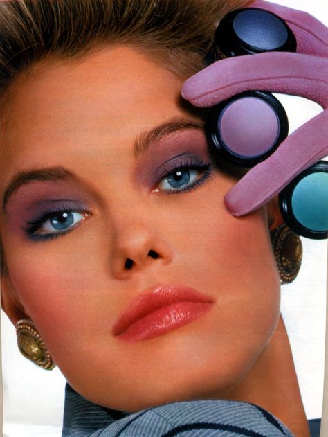 Renee Simonsen 1980 Makeup, 80s Hair And Makeup, 1980s Makeup And Hair, 80s Makeup Looks, 80’s Makeup, 1980s Makeup, Renee Simonsen, 80s Makeup, Makeup Ads