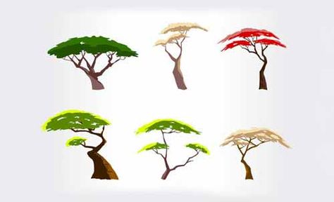 Acacia Tree Illustration, Savanna Tree, African Tree, African Savanna, African Savannah, Tree Vector, Acacia Tree, Painting Pictures, Plant Vector