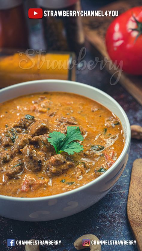 For the detailed recipe visit our YouTube channel - strawberrychannel Beef Korma, Youtube Channel, Ethnic Recipes