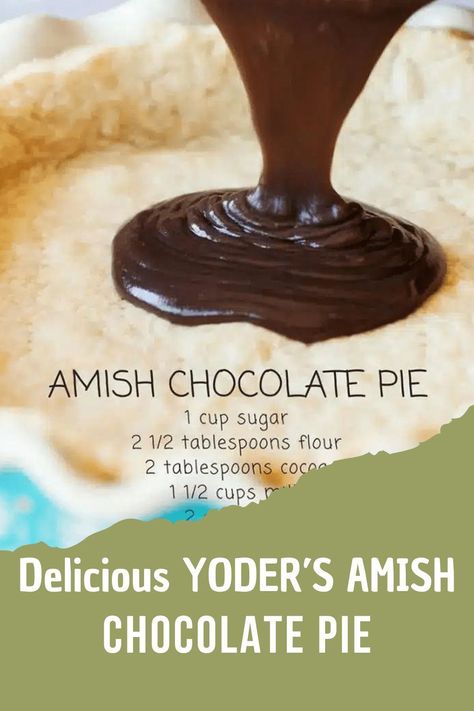 Yoder’s Amish Chocolate Pie is smooth, silky, and practically melts in your mouth. Each slice transports you straight to Grandma’s kitchen. This pie is satisfying without being overly rich. We love topping it with gobs of whipped cream and sprinkling it with chocolate shavings. Be sure to try my Amish Never Fail Pie Crust recipe Amish Chocolate Pie, Amish Fry Pies Recipe, Never Fail Pie Crust Recipe, Never Fail Pie Crust, Fried Pies Recipe, Grandma's Chocolate Pie, Old Fashioned Chocolate Pie, Pudding Recipes Homemade, Homemade Chocolate Pie