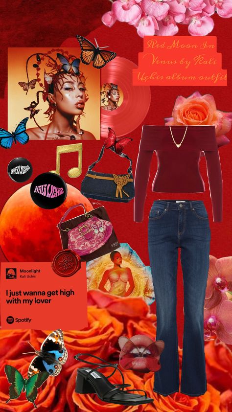 Red Moon In Venus by Kali Uchis album easy outfit idea 🌹🌕❤️ #kaliuchis #album #redmooninvenus #outfit #idea #ideas #outfitidea #easy #cute #darkred #music #love made by: me/Bella H. please don't copy! Red Moon In Venus Outfit, Kali Uchis Casual Outfits, Kali Uchis Style Outfit, Kail Uchis Outfits, Kali Uchis Style, Kali Uchis Concert Outfit, Kali Uchis Inspired Outfits, Kali Uchis Outfits, Kali Uchis Outfit Ideas