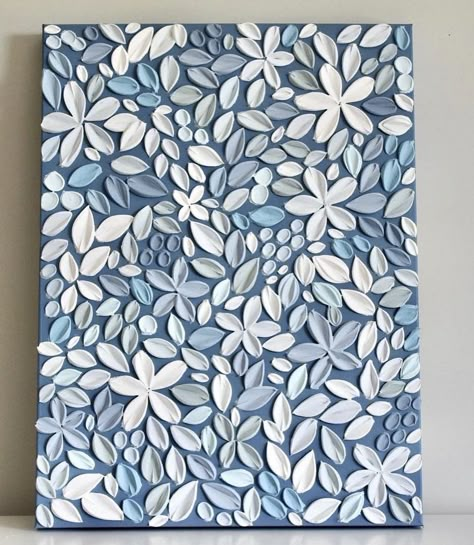 Modern Diy Painting, Textured Art Inspiration, Thick Painting Texture, Textured Artwork Diy, How To Do Textured Painting Canvases, Plaster Flowers On Canvas, Diy Floral Canvas, Easy Texture Painting, Diy Wall Painting Ideas Creative