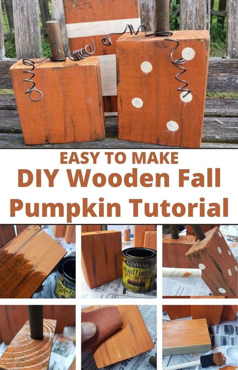 Wooden Block Pumpkins Diy, Diy Wood Block Pumpkins, 2x4 Wood Pumpkins Diy, Projects For Scrap Wood, 2x4 Scrap Wood Projects Diy Fall, Wood Block Fall Crafts, Scrap 2x4 Projects Diy Wood Blocks, Wood Block Pumpkins Diy Fall Crafts, 2x4 Crafts Fall