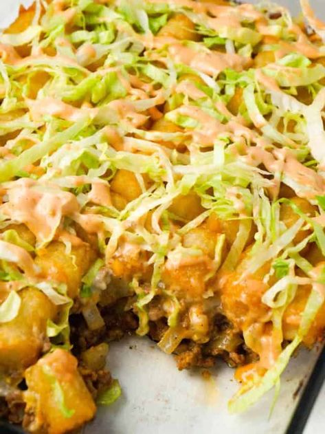 Big Mac Tater Tot Casserole, Copycat Big Mac Sauce, Big Mac Casserole, Copycat Big Mac, Tater Tot Casserole Recipes, Tot Casserole, Tater Tot Casserole, Dill Pickles, Dinner With Ground Beef