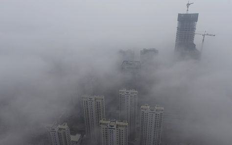 China smog air pollution--dear God, I grew up in Houston TX, but our dirty air never came close to this. The Bund, Dirty Air, High Rise Building, Financial District, Air Pollution, Save Earth, Qingdao, Power Plant, Air Quality