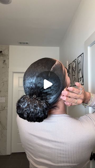 Lala Ronay on Instagram: "Products used are in my storefront ➰" Bun Hairstyles For Black Women 4c, Topknot Bun Black Women, Two Low Ponytails Natural Hair, Bun With 2 Strands Out, Humidity Hairstyles For Black Hair, Braid Hair Ponytail Black Women, Low Natural Bun Black Women, Twist Bangs Hairstyle, Black Women Bun Hairstyles