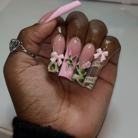 𝐃𝐌𝐕 𝐍𝐀𝐈𝐋 𝐓𝐄𝐂𝐇 🪄 on Instagram: "SOO Y2K CODED 🙈🎀💸💫✨ Your Nail Tech’s Newest Set 🌿🪷 SEP BOOKS OPEN! E-book available with videos included!   Inspo: @nai111edbyaniyla 😍  Hashtags♡: #dmvnails #dmvnailtech #vanails #halloween #mdnails #naildesigns #nailtech #nailsoftheday #nails #nailsofinstagram #hellokittynails #nailinspo #nailart #viral #fallnails #ganails  #dmvlashes #birthdaynails #nails2inspire #explorepage #dmvhair #nailinspiration #dmvbraider #libra #longnails #nailcharms #fall #halloweennails #spookyseason" Bape Nails, Nail Art Trendy, Camo Nails, Books Open, Nails Cute, Baddie Nails, Girly Acrylic Nails, Cute Nail, Long Acrylic Nails Coffin