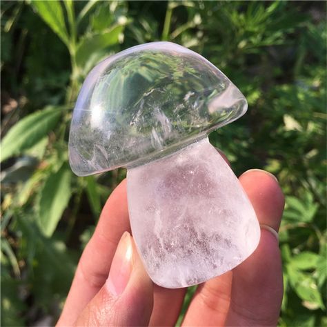 1PC 2 Natural Clear Quartz Mushrooms,crystal Mushroom,crystal Gift,crystal Carving,quartz Crystal ,crystal Sculpture,crystal Reiki Healing - Etsy Carved Mushrooms, Crystal Mushroom, Crystal Sculpture, Crystal Vibes, Crystal Aesthetic, Crystal Carving, Pretty Rocks, Reiki Healing Crystals, Quartz Colors