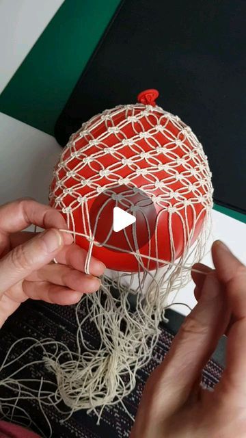 Macrame School on Instagram: "Macrame Ball or Egg with glue and balloon." Deco Champetre, Easter Decorations Dollar Store, Diy Decor Ideas, Macrame Patterns Tutorials, Home Diy Decor, Home Diy On A Budget, January 27, Diy Projects On A Budget, Home Diy Projects