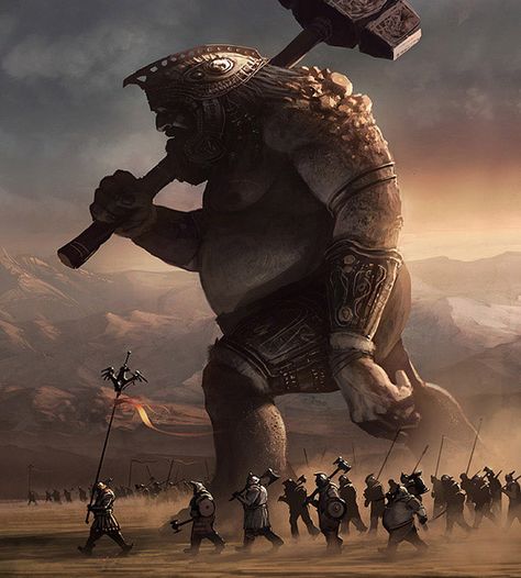 hill giant Desert Giant Fantasy Art, Giants Fantasy Art, Army Fantasy Art, Mountain Giant, Fantasy Giant, Giant Warrior, Hill Giant, Stone Giant, Human Giant