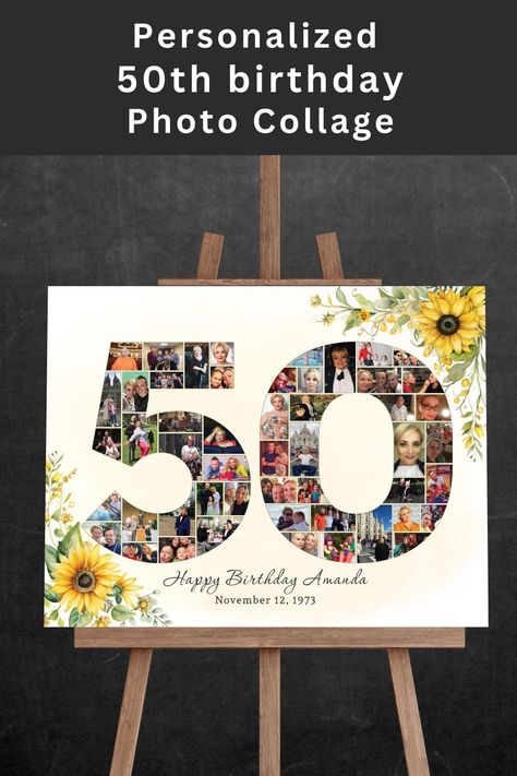 Sunflower Fall 50th birthday 50th wedding anniversary gifts 50th anniversary gifts for parents 50th anniversary 50th birthday gift 50th Anniversary Gifts For Parents, 50th Wedding Anniversary Gifts, Happy Birthday Amanda, Anniversary 50th, 50 Anniversary, Birthday Photo Collage, Milestone Birthday Gifts, 50 Wedding Anniversary Gifts, First Birthday Chalkboard