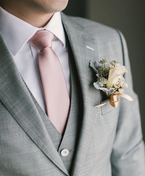 Pink Suit Men, Groomsmen Vest, Baby Pink Wedding, Blue Boutonniere, Groomsmen Grey, Dusty Pink Weddings, Wedding Isles, Light Pink Wedding, Cherry Blossom Wedding