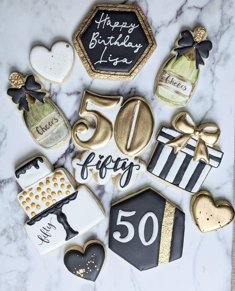 Birthday Cookies Women, 50 Birthday Cookies, Moms 50th Birthday, Decorative Cookies, 50th Bday, 50 Birthday, 50 And Fabulous, Cookie Gifts, Birthday Cookies