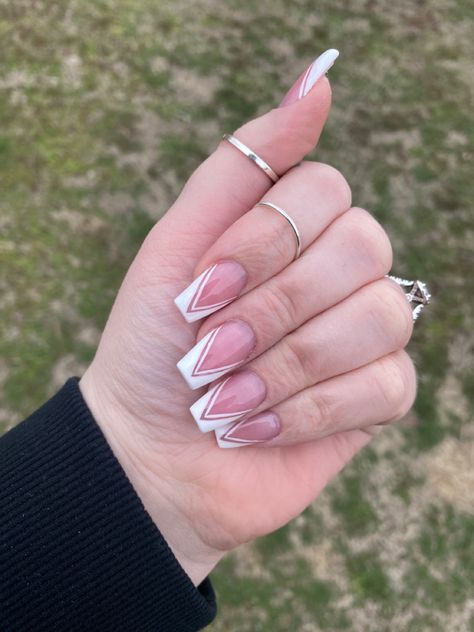 Square Country Nails, White Western Nails Acrylic, Nails Acrylic Country, Wedding Nails For Bride Western, Country Chic Nails, Western Bride Nails, Cute Nails Acrylic Country, Western Nails French Tip, School Dance Nail Ideas