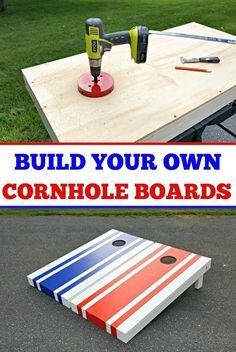 Diy Bags Game Cornhole Boards, Make Your Own Cornhole Boards, How To Build A Corn Hole Game, How To Make A Cornhole Board, Corn Hole Boards Designs, Cornhole Boards Diy, Diy Backyard Movie, Diy Cornhole, Bean Bag Boards