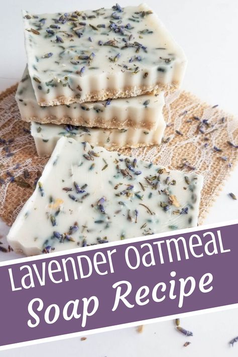 Elderberry Soap Recipe, Soap Making Scents, Lavender Soap Diy, Wrapping Homemade Soap, Lavender Diy Ideas, Lavender Crafts Diy, What To Do With Lavender, Oatmeal Soap Recipe, Lavender Soap Recipe