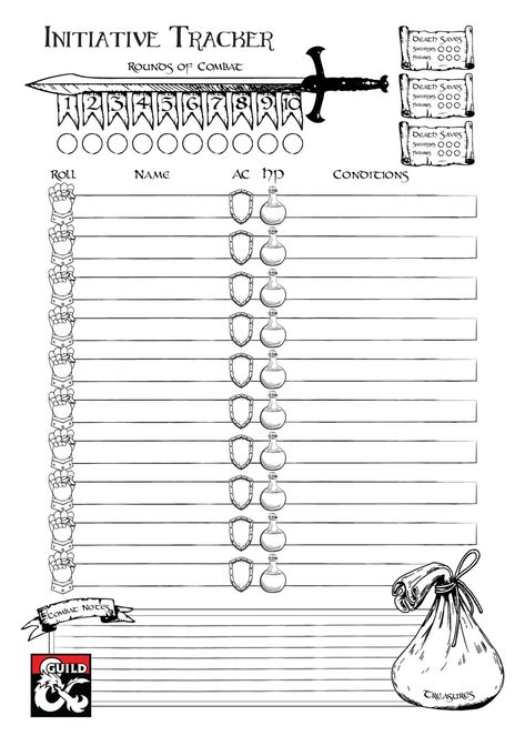 Combat Tracker Dnd, Dnd Combat Tracker, Dnd Combat, Dnd Notes, Initiative Tracker, Dnd Dm, Dnd Character Sheet, Tracker Ideas, Tracker Free