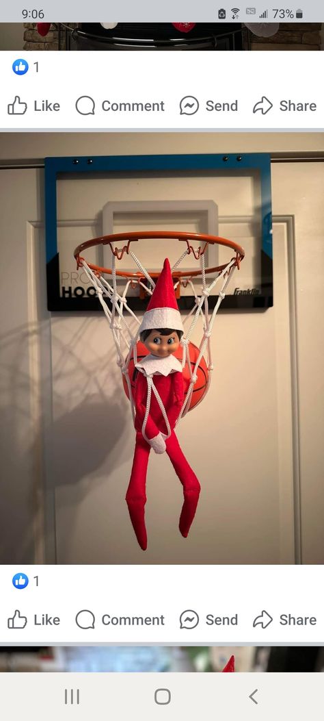 Elf On Shelf Basketball Ideas, Elf Baseball Ideas, Awesome Elf On The Shelf Ideas, Elf Ideas, Elf On A Shelf, Basketball Hoop, Elf On The Shelf Ideas, Shelf Ideas, The Elf