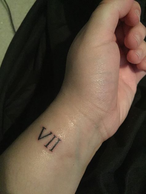 #tattoo #inked #seven #romannumeral #tattooart Xvii Tattoo, Roman Inspired Tattoos, Vii Tattoo, Seven Tattoo, Nail Arts, Fish Tattoos, Jesus Fish Tattoo, Triangle Tattoo, Tatting