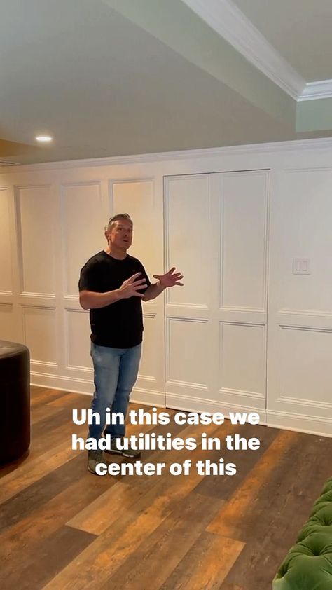 Finished Basements NJ ™ on Instagram: “⁣No need to relocate the utilities in order to create a nice, clean look! 😍 Our hidden doors will hide them from view and keep you from…” Basement Secret Doors, Basement Storage Doors, Sliding Doors Internal Hidden, How To Hide Basement Utilities, How To Hide Utilities In Basement, Hidden Safe In Closet Built Ins, Hiding Utilities In Basement, Hidden Wall Closet, Hiding Basement Utilities