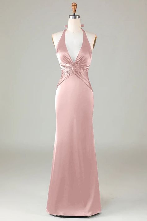 Bridesmaid Dress Dusty Rose, Dusty Rose Bridesmaid Dresses, Satin Bridesmaid Dress, Pink Formal Dresses, Dusty Rose Dress, Evening Dresses Cocktail, Long Bridesmaid Dress, Pretty Prom Dresses, Satin Bridesmaid Dresses