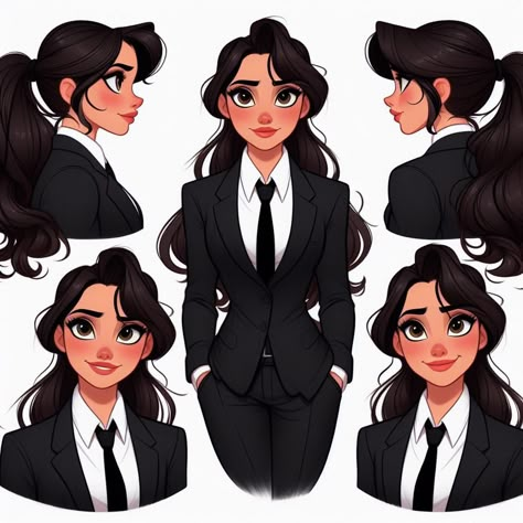 Spy Art Character Design, Spy Drawing Character Design, Cartoon People Drawings, Female Head Drawing, Suit Drawing, Disney Art Style, The Office Characters, Spy Outfit