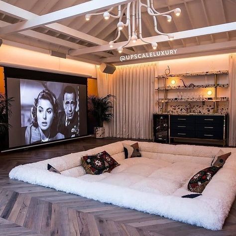 Home Theater Room Design, Theater Room Design, Home Cinema Room, Sunken Living Room, Couch Design, Home Theater Rooms, Luxury Homes Dream Houses, Dream House Interior, Home Cinemas