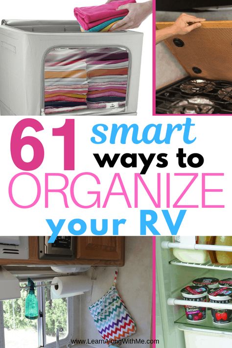 61 Smart RV Organization Ideas and RV Storage Ideas you'll love - Learn Along with Me Rv Organization Ideas, Rv Kitchen Organization, Rv Storage Ideas, Easy Storage Hacks, Camper Organization Travel Trailers, Travel Trailer Organization, Trailer Organization, Camper Diy, Storage Hacks Diy