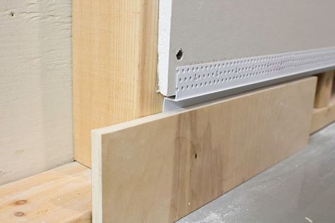 Baseboard Alternative, Reveal Baseboard, Drywall Reveal, Shadow Gap Skirting, Modern Baseboards And Trim, Baseboard Design, Drywall Ideas, Trim Tex, How To Install Baseboards