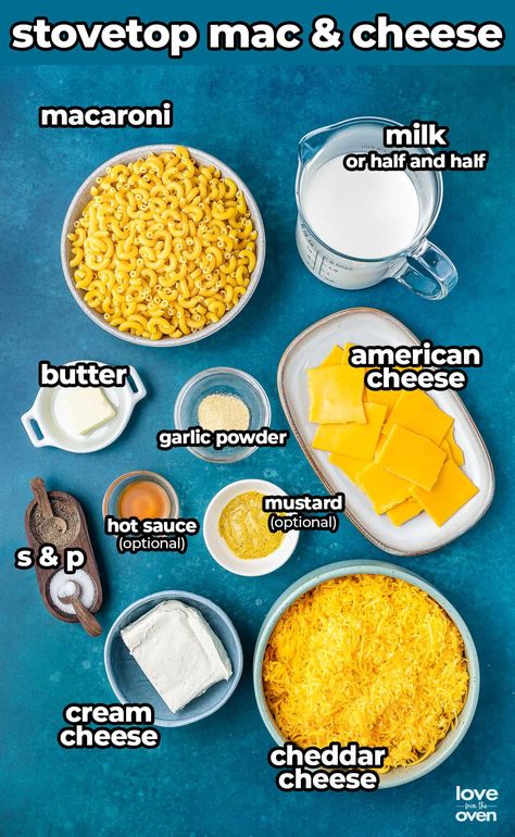 Stovetop Mac and Cheese • Love From The Oven Easy Homemade Mac And Cheese Stovetop, Stove Top Mac And Cheese No Flour, Stove Top Mac And Cheese Velveeta, Recipes With Spaghetti Noodles, Mac N Cheese Velveeta, Stove Top Mac And Cheese, Velveeta Mac And Cheese, Easy Mac N Cheese Recipe, Food Suggestions