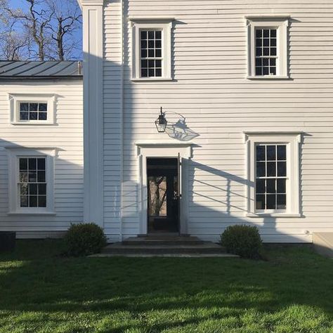 Gerald Bland (@geraldblandinc) • Instagram photos and videos Shades Of White Paint, White Paint House, Gerald Bland, White Exterior Paint Colors, Benjamin Moore Exterior, Paint House, White Colonial, White Exterior Paint, Colonial House Exteriors