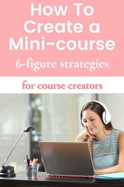 Photo of a woman sitting in front a laptop smiling with white headphones on her head Mini Course Ideas, Canva Learning, Course Template, Business Blueprint, Business Talk, Digital Course, Course Launch, Course Creation, Online Course Creation